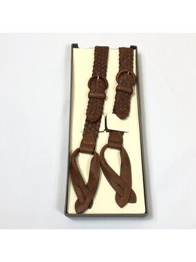 Trafalgar Braided Leather Suspenders Brown Vintage New In Box Braces